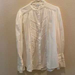 Sundance beautiful boho white button up blouse - size large